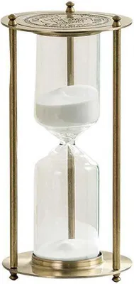Produktbild von INF Vintage Metall Sanduhr - Weißer Sand - 15 Minuten, Dekorative Zeituhr