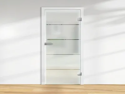 Produktbild von FLEXO mattweiß 4 klare Streifen ESG 8mm Ganzglastür, Tür mit Lichtausschnitt, Sicherheitsglas, stabile Einbau, moderne Innentür, Badezimmertür, Duschkabinentür