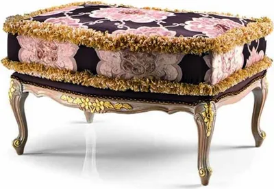 Produktbild von Casa Padrino Luxus Barock Hocker Lila / Grau / Gold 80 cm -  Italy