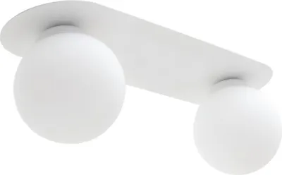 Produktbild von Deckenlampe Metall Glas E27 Weiß 2-flammig Kugel Schirm