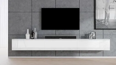 Produktbild von TV Bank weiß Loriano weißes TV Board 3x100 cm Matt/Hochglanz