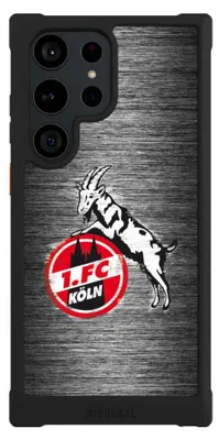 Produktbild von NIVOCASE Hülle für Samsung Galaxy S23 Ultra  Stoßfeste Handyhülle NIVOmax Case Schwarz 1. FC Köln Metallic Look Offizielles Lizenzprodukt