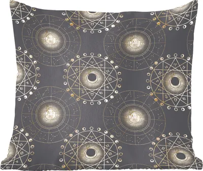 Produktbild von MuchoWow® Zierkissen Sofakissen Wohnzimmer Dekokissen 40x40 cm Muster - Spirituell - Gold - Foto Kissen - Schlafzimmer Dekoration