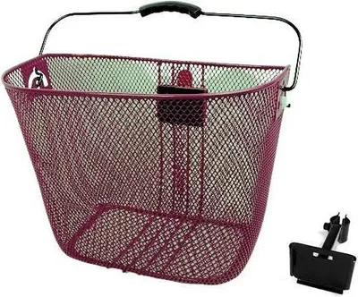 Produktbild von abereda Lenkerkorb bordaux rot mit Halterung inkl Adapter schwarzer Bügel
