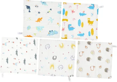 Produktbild von 5 Stück Babyhandtücher aus Baumwolle, weich und saugfähig, vielseitig einsetzbar für Neugeborene, waschbar und als Waschlappen, Wickelunterlage oder Platzdeckchen geeignet