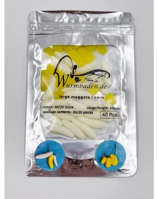 Produktbild von Künstliche Maiskörner und Maden Kunstköder Friedfisch groß 40 Stück