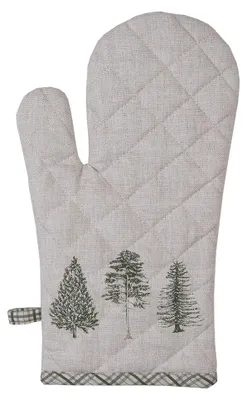 Produktbild von Clayre & Eef Ofenhandschuh 18x30 cm Beige Grün Baumwolle Tannenbäume