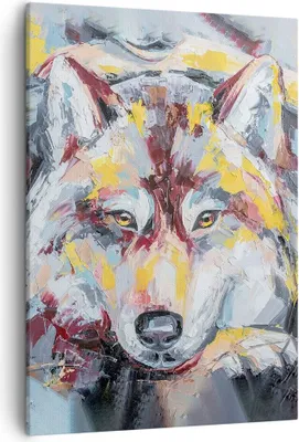 Produktbild von Bild auf Leinwand - Leinwandbild - Einteilig - Öl Wolf Hund - 50x70cm - Wand Bild - Wanddeko - Wandbilder - Leinwanddruck - Kunstdruck - Wanddekoration - Leinwand bilder - Wandbild - PA50x70-4673