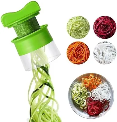 Produktbild von PolkaHome® Handspiralschneider – Gemüsespiralisierer für gesunde Mahlzeiten, 16 x 8 x 12 cm, Weiß/Grün