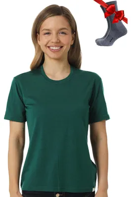 Obrázek produktu pro Solidchoice – Dámské tričko z merino vlny – 100% Vlna, krátký rukáv, a turistické ponožky