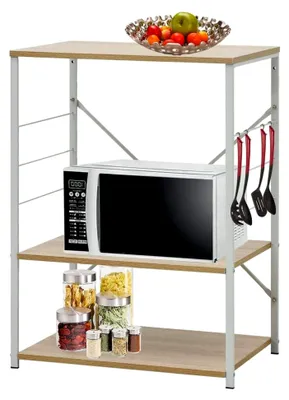 Produktbild von Mikrowellenschrank in Weiß und Eiche 60x39,6x79,5cm aus Holzwerkstoff