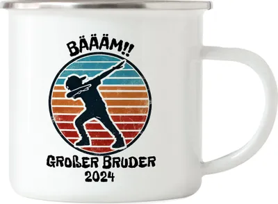 Produktbild von Bääm! Großer Bruder 2024 Emaille Tasse Ankündigung Dab Geburt Nachwuchs Schwangerschaft