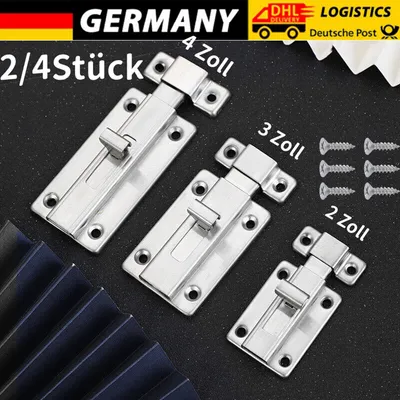 Produktbild von 2 Stück Edelstahl Türriegel Schlossriegel Sicherheit für Tür Fenster Fallriegel 4inch: 85×45 mm