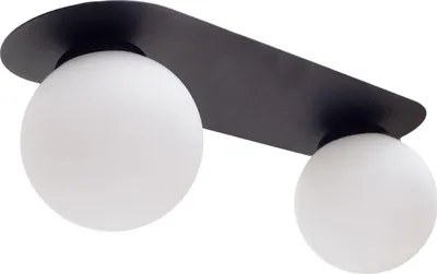Produktbild von Deckenleuchte Glas Metall E27 Schwarz Weiß 2-flammig Kugelschirm