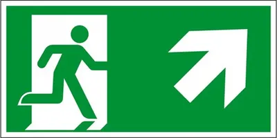 Produktbild von Dreifke® Schild I Rettungszeichen Rettungsweg rechts aufwärts, Kunststoff, 30...