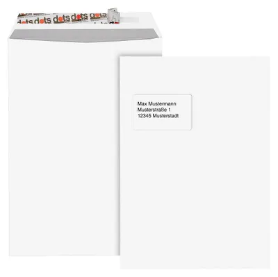 Image de 100 dots Enveloppes d'expédition C4 avec fenêtre autocollantes blanches