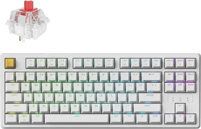 Produktbild von Keychron J4 QMK Kabellose Mechanische Tastatur Gaming 80% TKL QWERTY US, RGB LED Hot-Swappable, Linear Red Switch, Weiß