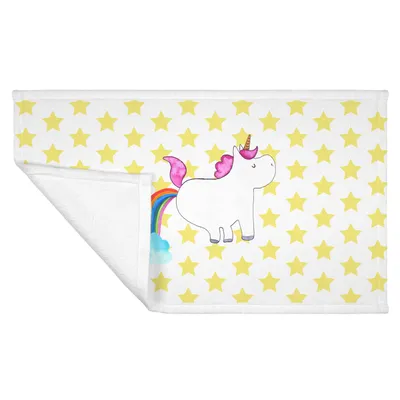 Produktbild von Mr. & Mrs. Panda Handtuch Einhorn Pupsen - Weiß - Geschenk, 50x100, Lustig, kleines, Frotteehandtuch, Flauschtuch, Regenbogen, Glitzer, gesichtshandtuch, Unicorn, Spaß