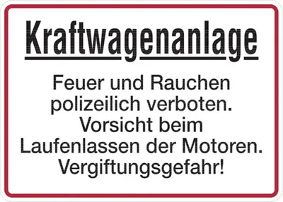 Produktbild von Dreifke® Hinweisschild, Kraftwagenanlage Rauchen verboten, Alu geprägt, 250 x...