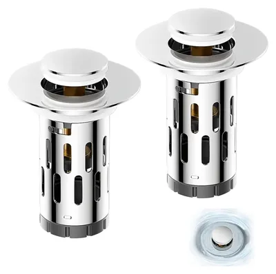 Immagine prodotto di Omgoods - Set di 2 tappi per lavabo con filtro, adatti a scarichi da 34-40 mm
