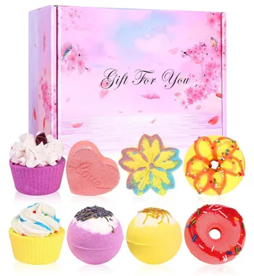 Produktbild von Badebomben Geschenkset 8 Stück Bio Natürliche Badekugeln für Kinder und Frauen
