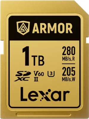 Produktbild von LEXAR SDXC Pro Gold Series ARMOR UHS-II 1TB V60 IP68 Edelstahl R280/W210 Karte