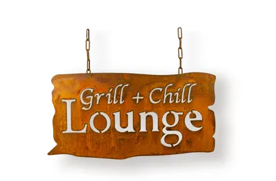 Immagine prodotto di "Grill+Chill Lounge" - insegna in acciaio inox