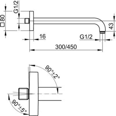 Produktbild von KEUCO 53088210302 Brausearm Edition 300 53088,