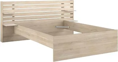 Image de Lit avec rangement - 160 x 200 cm - couleur bois - TENALIA II