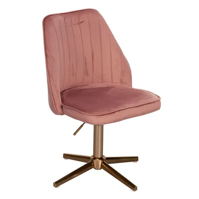 Produktbild von Schreibtischstuhl Rosa Samt Design Drehstuhl mit Lehne, Schalenstuhl 120 kg Höhenverstellbar, Arbeitsstuhl ohne Rollen, Stuhl Schreibtisch Home-Office Drehbar