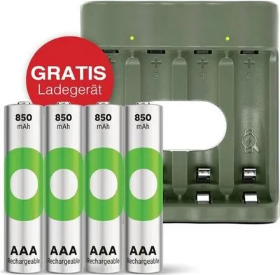 Obrázek produktu pro GP Batteries GPRCKCHB441U007 ReCyko 4-portová USB nabíječka s bateriemi 4xAA 2100mH