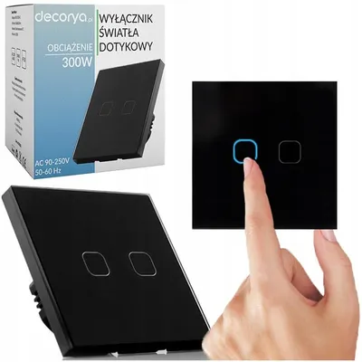 Produktbild von Decorya Doppel Touch Lichtschalter Glas Schwarz LED