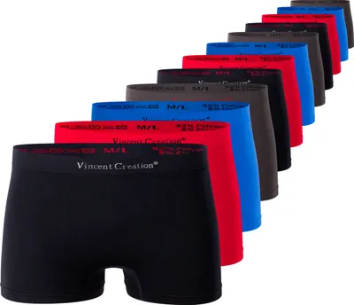 Produktbild von Vincent Creation® Boxershorts 12er Pack, Microfaser - Seamless L/XL schw/rot/blau/grau