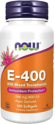 Immagine prodotto di Vitamina E-400 con tocoferoli misti 100 softgel Now Foods