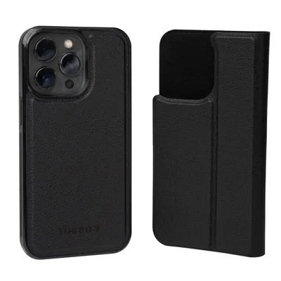 Image de Étui TORRO en cuir pour iPhone 14 Pro avec folio amovible (charge MagSafe) - Noir