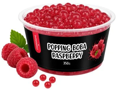 Produktbild von BubbleJoy Popping Boba Himbeere 350 g Fruchtperlen für Bubble Tea