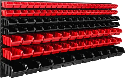 Immagine prodotto di Sistema di stoccaggio Scaffale da officina | 172 x 78 cm | 117 pezzi. Scatola | Scaffale a muro con contenitori impilabili - Pannelli a muro Scaffale extra resistente Scaffale portautensili Scaffale da magazzino Scaffale da garage
