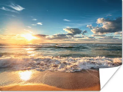 Produktbild von MuchoWow® Poster Strand - Meer - Sonnenuntergang 80x60 cm - Kunst für zu Hause