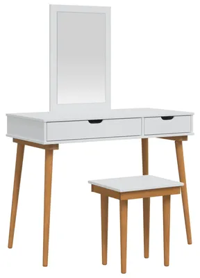 Image de Ensemble de table de maquillage FAUSKE, 3 pièces, blanc, 100 x 50 x 143 cm