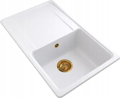 Produktbild von Granitan | Zlewozmywak granitowy NATI - 755 x 460 mm - Złoty - Wysoka jakość i oszczędność miejsca - z ręcznym Syfonem
