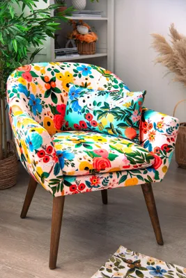 Image de Excelsa Fiori Frida fauteuil polyester et bois 70.5x65x83 cm multicolore