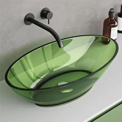 Produktbild von doporro Aufsatzwaschbecken Waschbecken Waschschale aus Harz BTH: 630x340x170mm Handwaschbecken in Apfelgrün für Badezimmer und Gäste-WC Coloria02