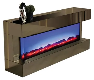 Obrázek produktu pro průhledná dřevěná TV skříňka s krbem stylový TV nábytek