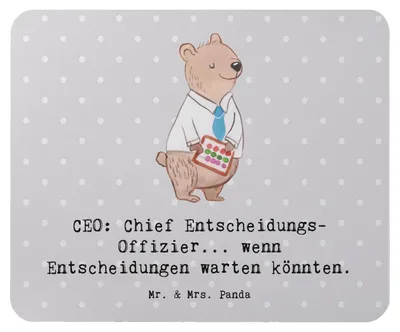Produktbild von Mr. & Mrs. Panda Mouse Pad CEO Entscheidungen - Grau Pastell - Geschenk, mauspad pc, Entscheidungsfindung, mousematte, Berufsgestaltung, Mousepad, Geschäftsstrategie