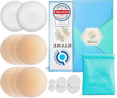Productafbeelding van ILLURE® Tepelschild - Tepelschild voor vrouwen - Herbruikbaar en wasbaar tepelschild - Dun zelfklevend tepelschild van hoogwaardig silicone [8 cm Ø]