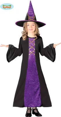 Produktbild von lila Kinder Hexe mit Hut Hexenkostüm Gr. 110-146, Größe:140/146