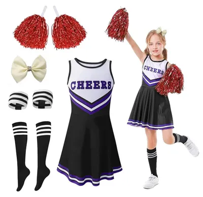 Productafbeelding van Cheerleader Kostuum voor Kinderen met Pompoms en Accessoires
