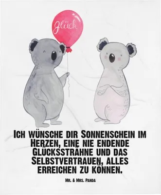 Produktbild von Mr. & Mrs. Panda Schlummerdecke Koala Luftballon - Weiß - Geschenk, Fleecedecke, Kinderdecke, Geburtstag, Plaid, Babydecke, Erstlingsdecke, Party