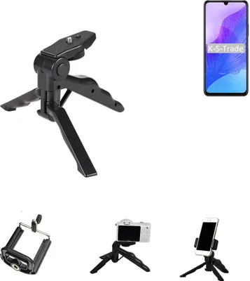 Produktbild von K-S-Trade Stativ Tisch-Ständer Dreibein Handy-Stativ Ständer kompatibel mit Huawei Honor 30 Lite Mini-Stativ Smartphone Tripod Handy-Stativ aus