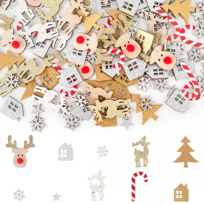 Hölzernes Weihnachts-Dekoset, 108 Teile, Tischstreudeko
